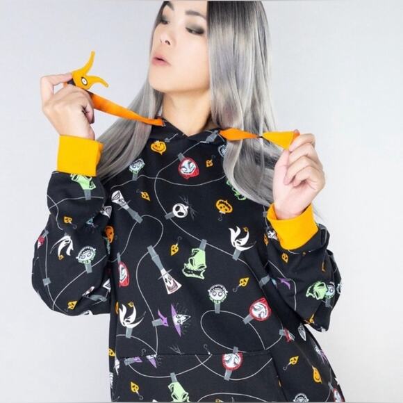 Loungefly Nightmare Before Christmas Hoodie Medium NEW Unisex Sweatshirt Disney - Picture 1 of 13